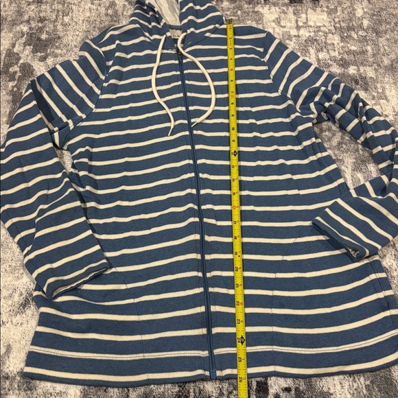 L.L. Bean Striped 100% Cotton Full Zip Jacket with Hood - Picture 3 of 6